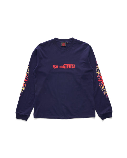 FLAME LONG SLEEVE TEE - NAVY