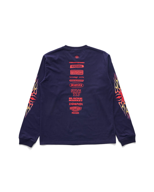 FLAME LONG SLEEVE TEE - NAVY