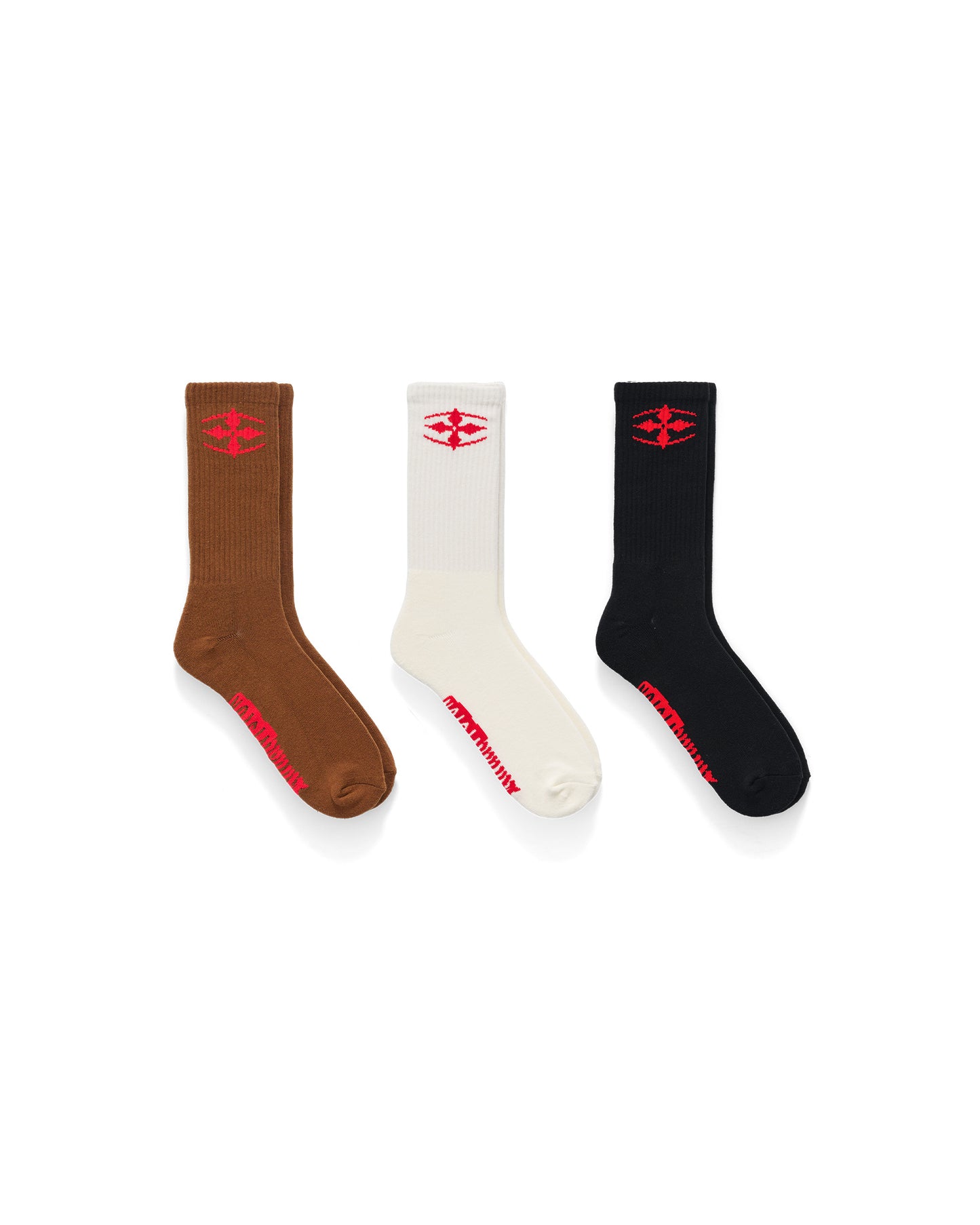 SYMBOL CORE SOCKS 3 PACK - CHOCOLATE / WHITE / BLACK